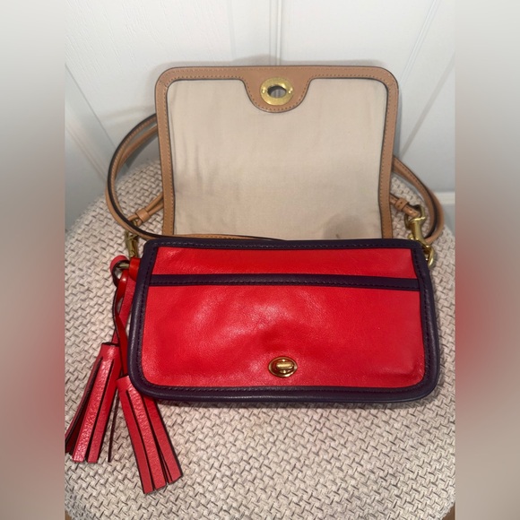 COACH COLOR BLOCK LEGACY TASSLE LEATHER CROSSBODY BAG EUC #19898 - Picture 5 of 14